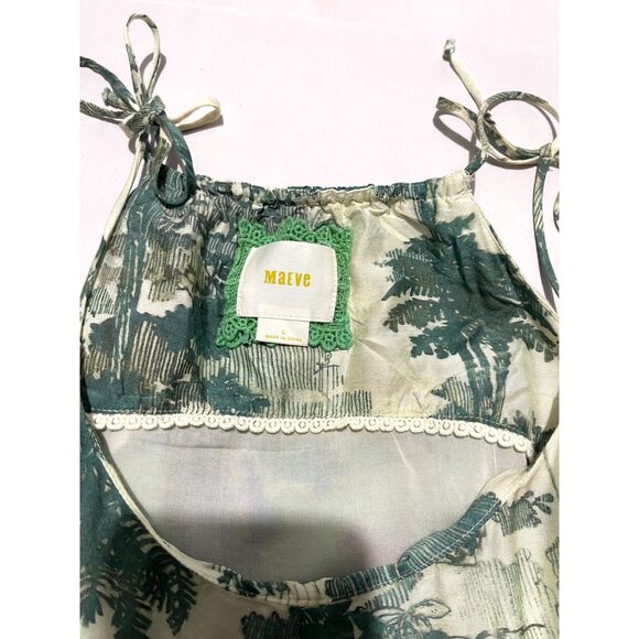 Maeve anthropologie Santee Palm dress silk blend boho babydoll multi pnt women L - Picture 6 of 8